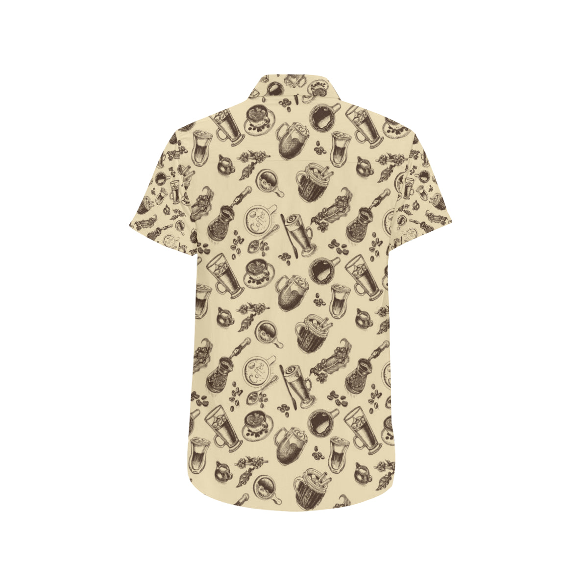 Coffee Pattern Print Design 05 Men's Short Sleeve Button Up Shirt