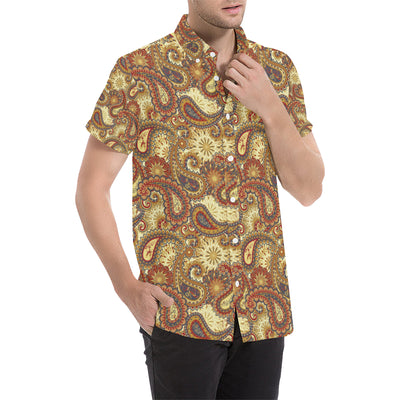 Boho Pattern Print Design 08 Men's Short Sleeve Button Up Shirt