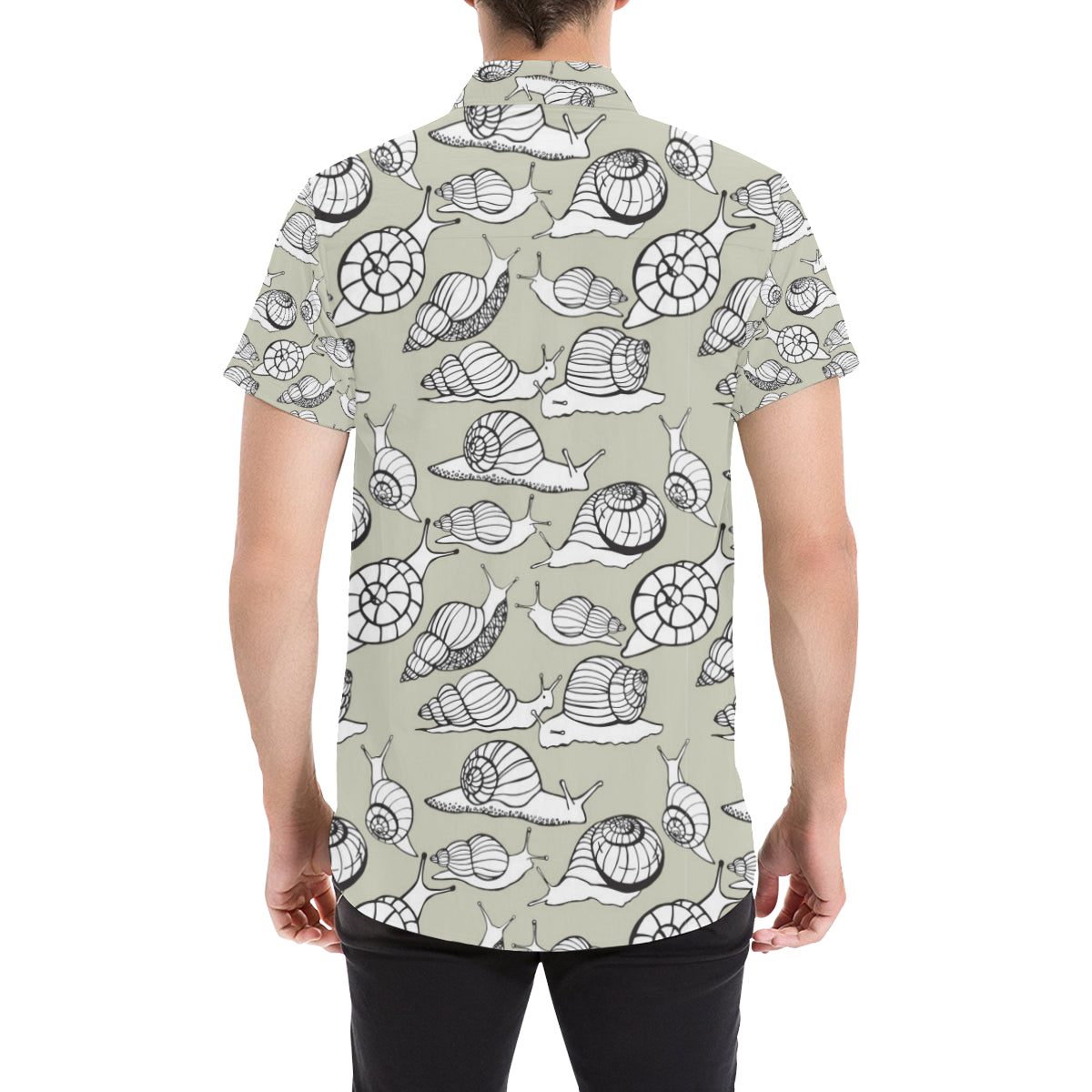 Snail Pattern Print Design 03 Men's Short Sleeve Button Up Shirt