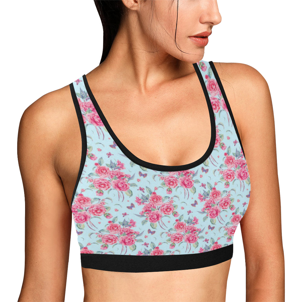 Camellia Pattern Print Design 01 Sports Bra