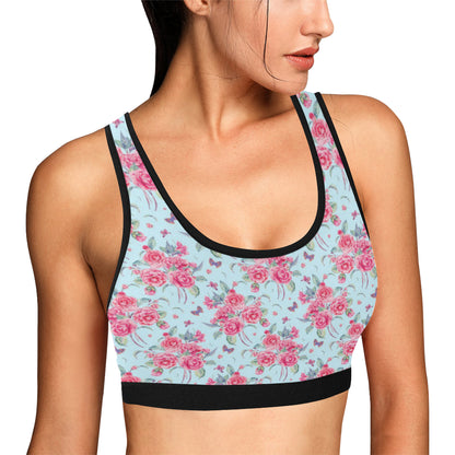 Camellia Pattern Print Design 01 Sports Bra