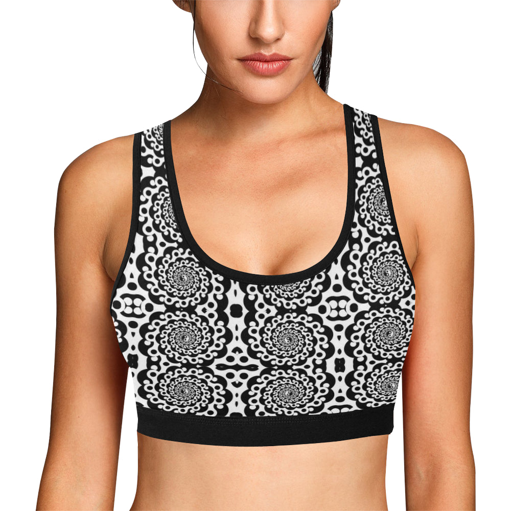 Yin Yang Spiral Design Print Sports Bra