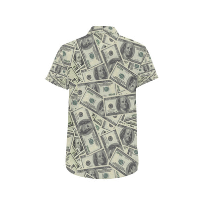Dollar Pattern Print Design DO02 Men's Short Sleeve Button Up Shirt