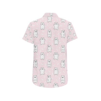 Polar Bear Pattern Print Design PB09 Men's Short Sleeve Button Up Shirt