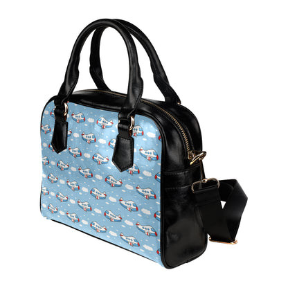 Airplane Cartoon Pattern Print Design 07 Shoulder Handbag