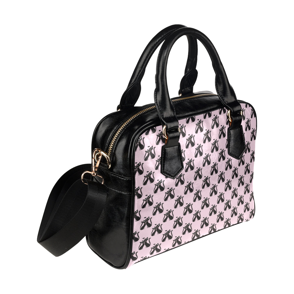 Black Cat Pattern Print Design 01 Shoulder Handbag