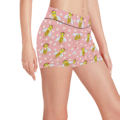 Bee Pattern Print Design BEE07 Yoga Shorts