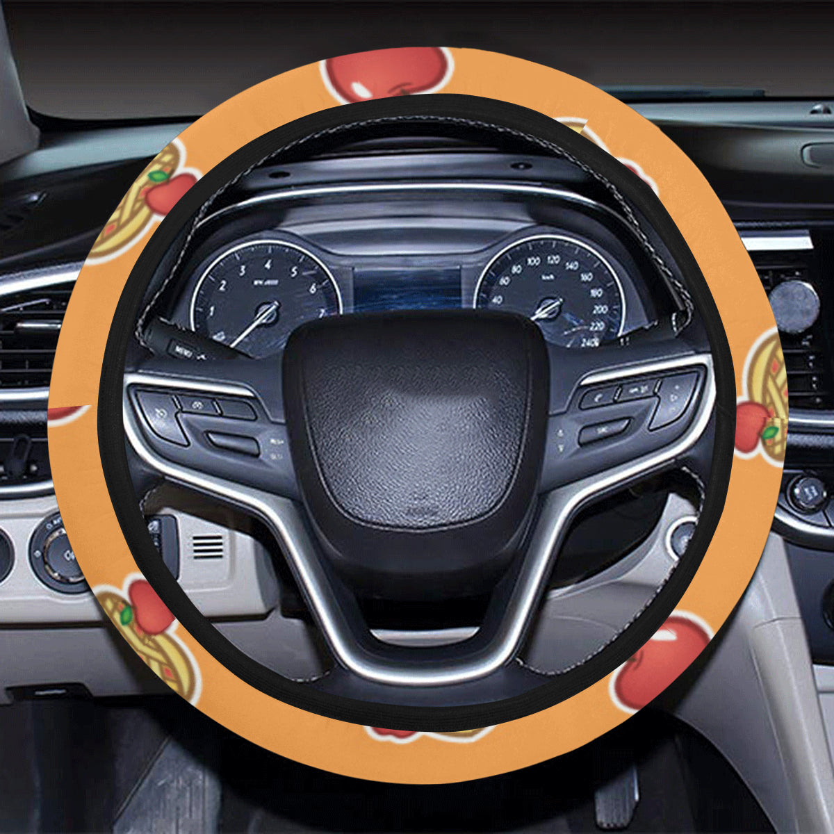 Apple Pie Pattern Print Design 02 Steering Wheel Cover with Elastic Edge