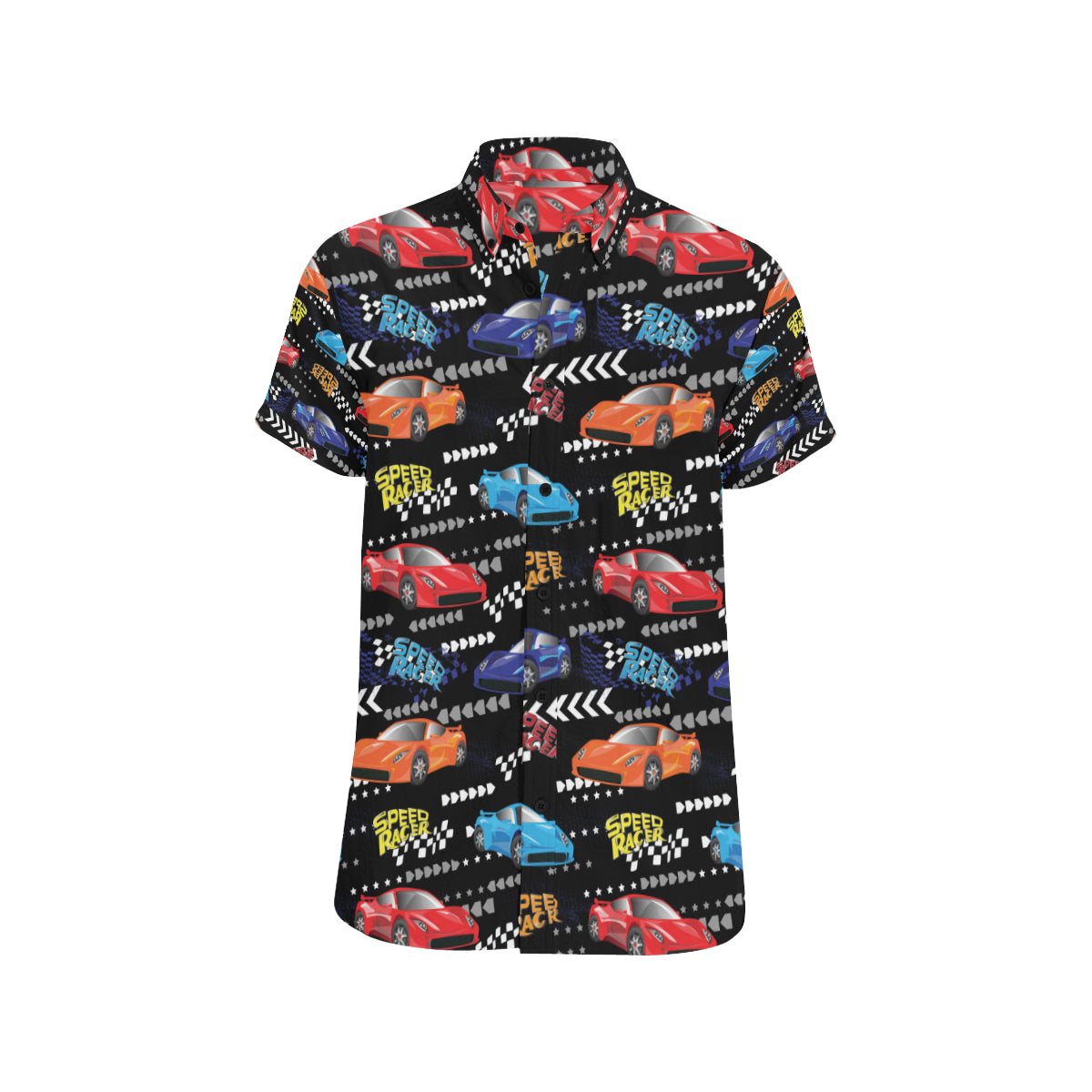 Racing Pattern Print Design A05 Men's Short Sleeve Button Up Shirt