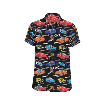 Racing Pattern Print Design A05 Men's Short Sleeve Button Up Shirt