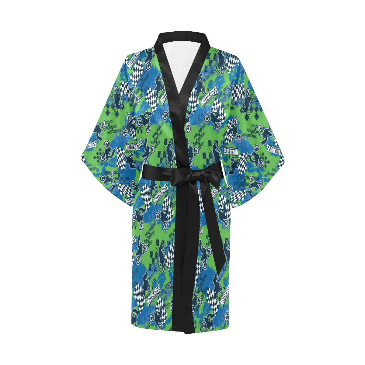 Motocross Pattern Print Design 04 Women's Short Kimono
