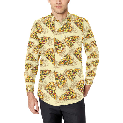 Pizza Pattern Print Design A01 Men's Long Sleeve Shirt