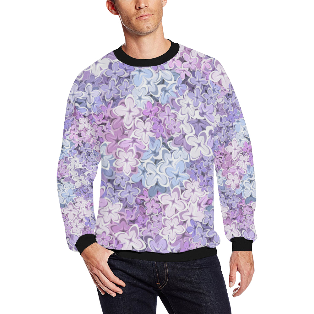 Lilac Pattern Print Design LI01 Men Long Sleeve Sweatshirt