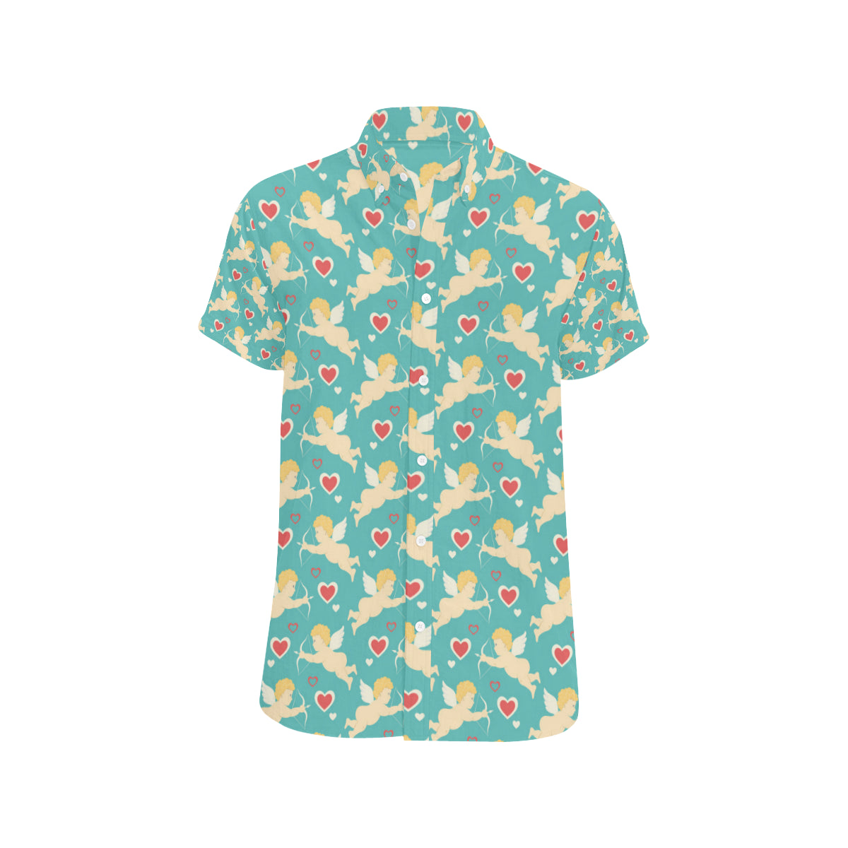 Cupid Pattern Print Design 01 Men's Short Sleeve Button Up Shirt