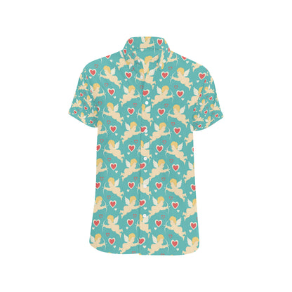 Cupid Pattern Print Design 01 Men's Short Sleeve Button Up Shirt