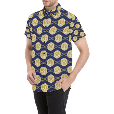 Anchor Luxury Pattern Men's Short Sleeve Button Up Shirt