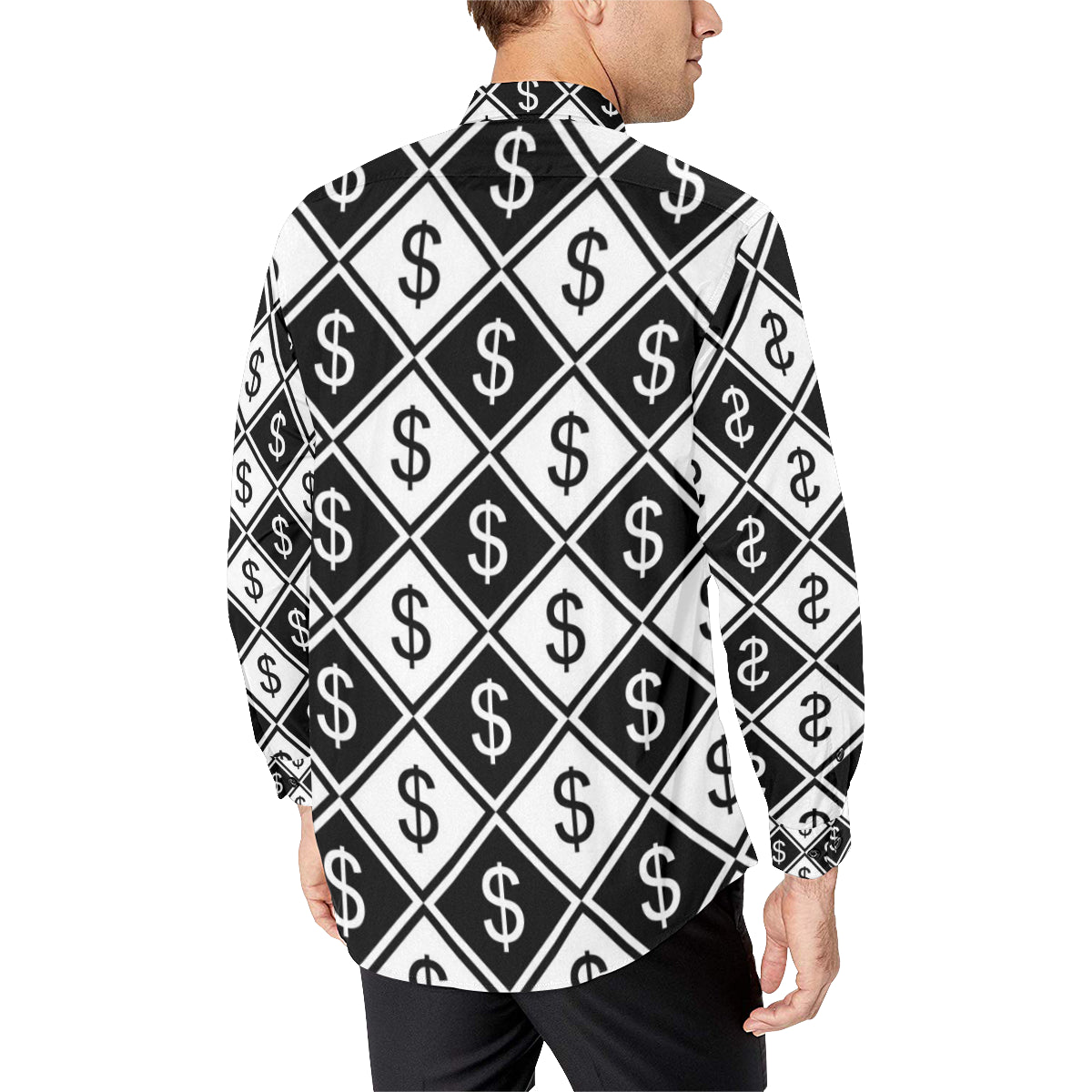 Money Pattern Print Design 04 Men's Long Sleeve Shirt