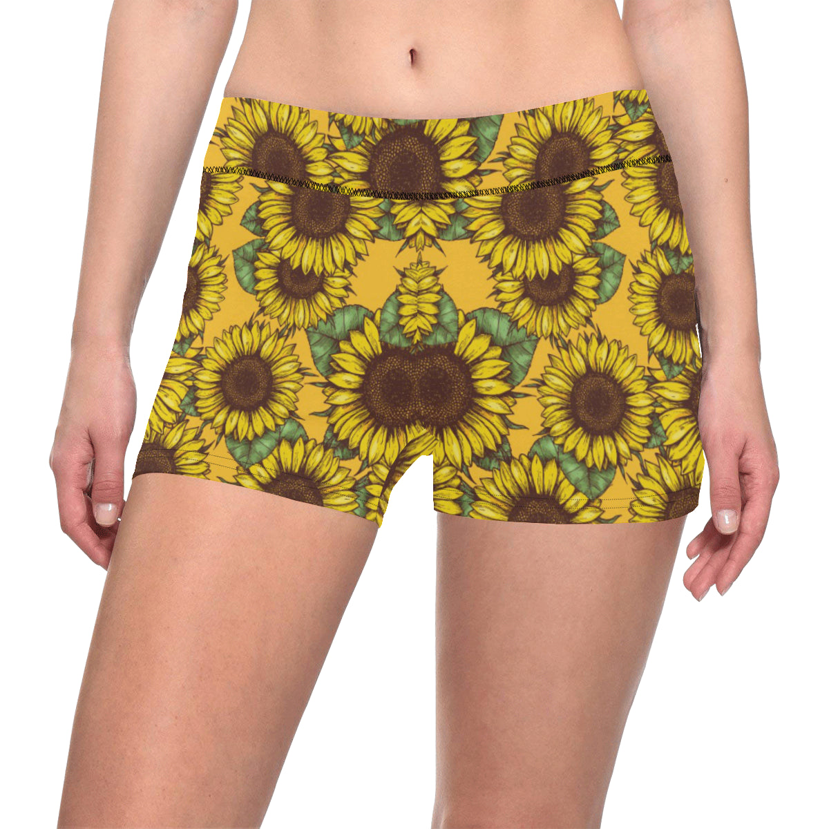 Sunflower Pattern Print Design SF04 Yoga Shorts