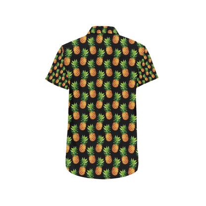Pineapple Cute Print Design Pattern Men's Short Sleeve Button Up Shirt