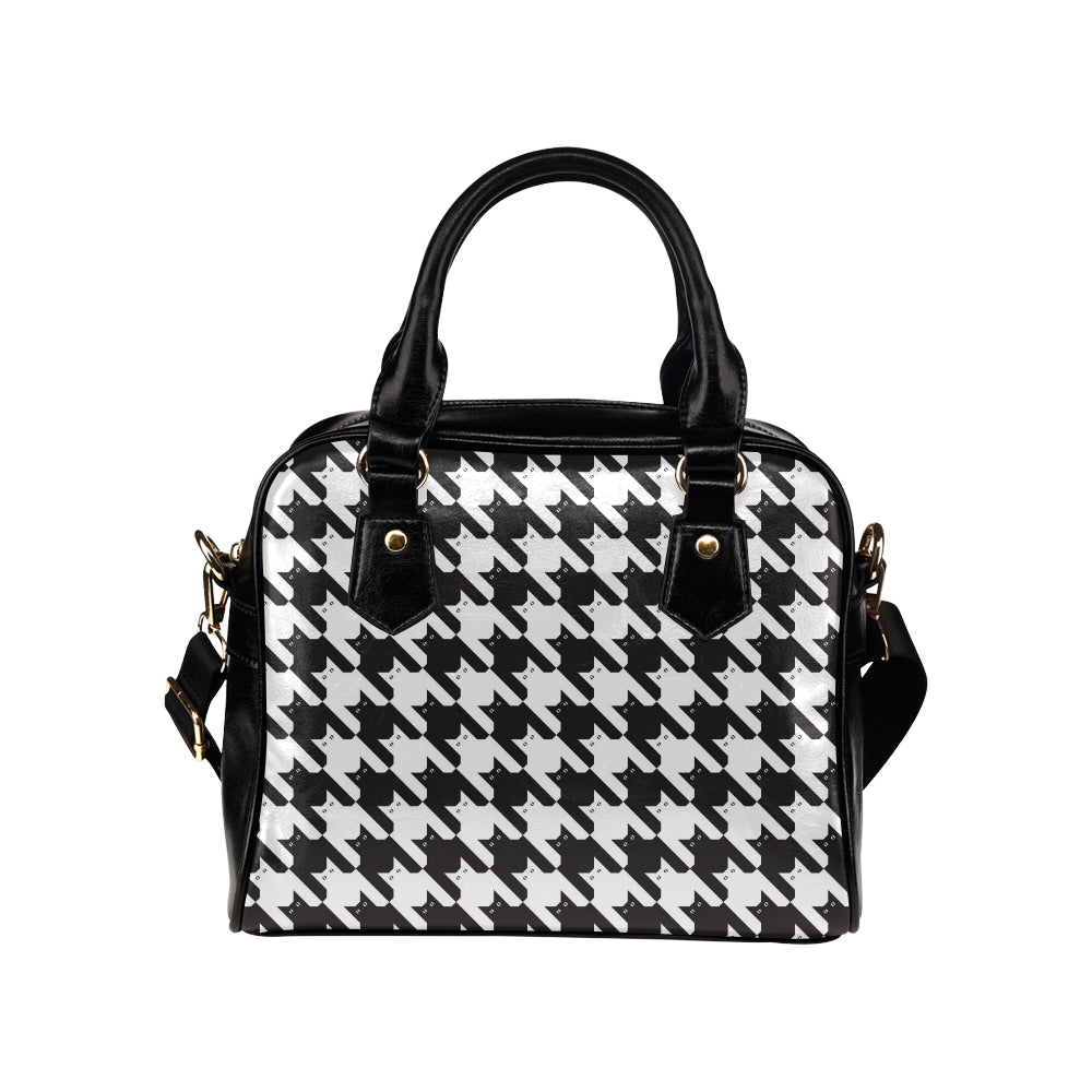 Cat HoundstoothPattern Print Design 01 Shoulder Handbag