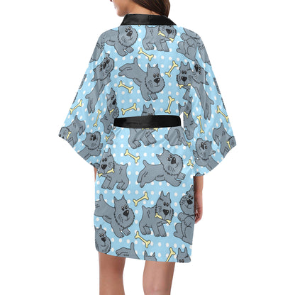 Schnauzers Pattern Print Design A02 Women's Short Kimono