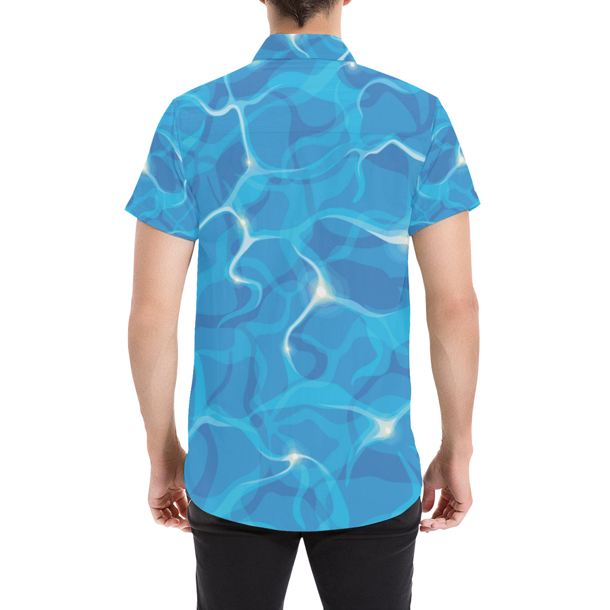 Ocean Reflex Pattern Print Design A02 Men's Short Sleeve Button Up Shirt