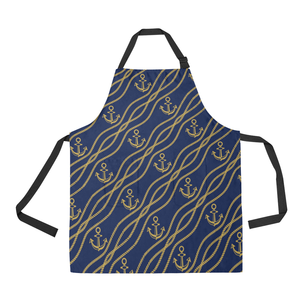 Nautical Anchor Rope  Pattern Apron with Pocket