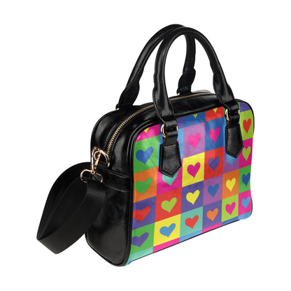 Pop Art Heart Pattern Print Design A01 Shoulder Handbag