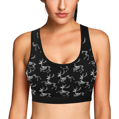 Deer Skeleton Print Pattern Sports Bra