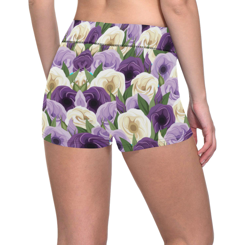 Lisianthus Pattern Print Design LT01 Yoga Shorts