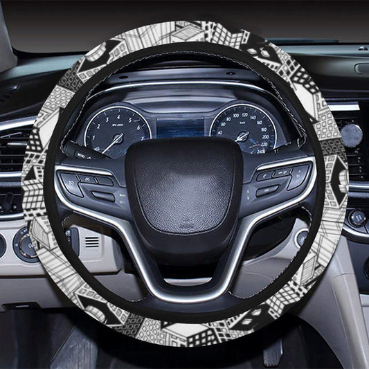 City  Pattern Print Design 02 Steering Wheel Cover with Elastic Edge