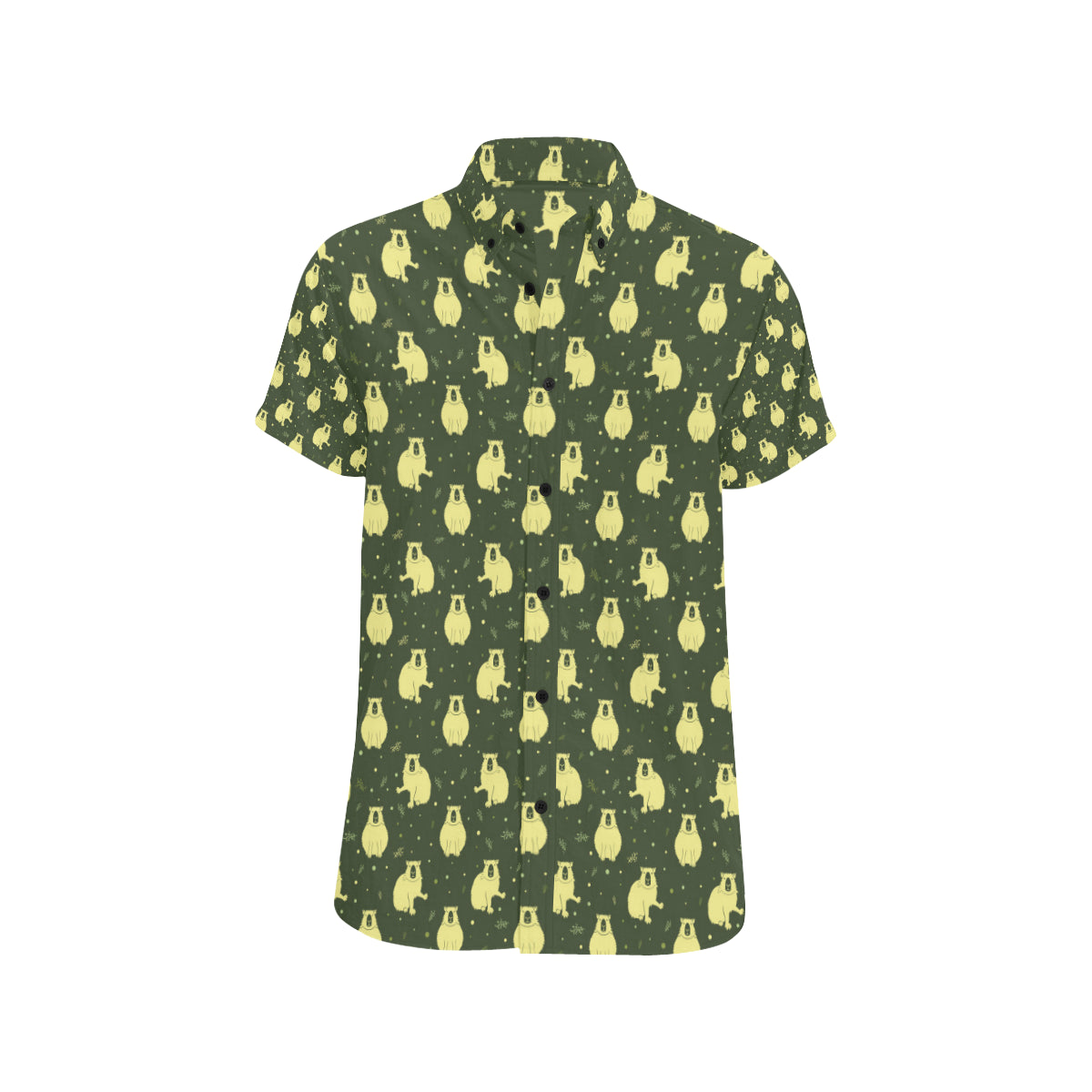 Capybara Pattern Print Design 03 Men's Short Sleeve Button Up Shirt