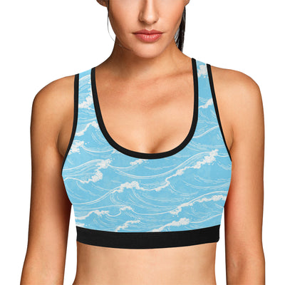 Ocean Wave Pattern Print Design A01 Sports Bra