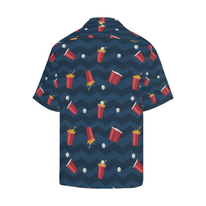 Beer Pong Pattern Print Design 01 Men's Hawaiian Shirt