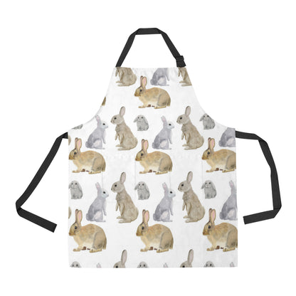 Rabbit Pattern Print Design 02 Apron with Pocket
