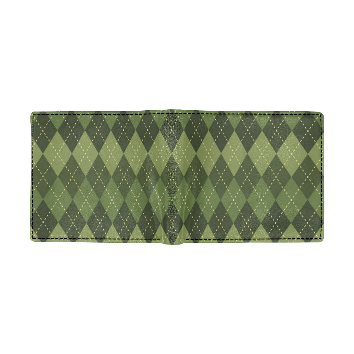 Argyle Green Pattern Print Design 01 Men's ID Card Wallet