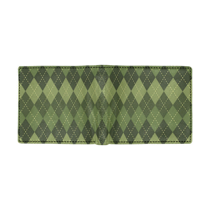 Argyle Green Pattern Print Design 01 Men's ID Card Wallet