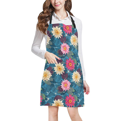 Water Lily Pattern Print Design WL05 Apron with Pocket