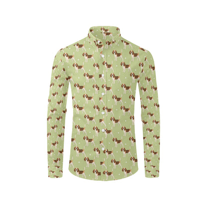 Beagle Pattern Print Design 07 Men's Long Sleeve Shirt