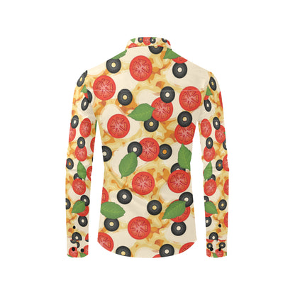 Pizza Pattern Print Design A05 Men's Long Sleeve Shirt