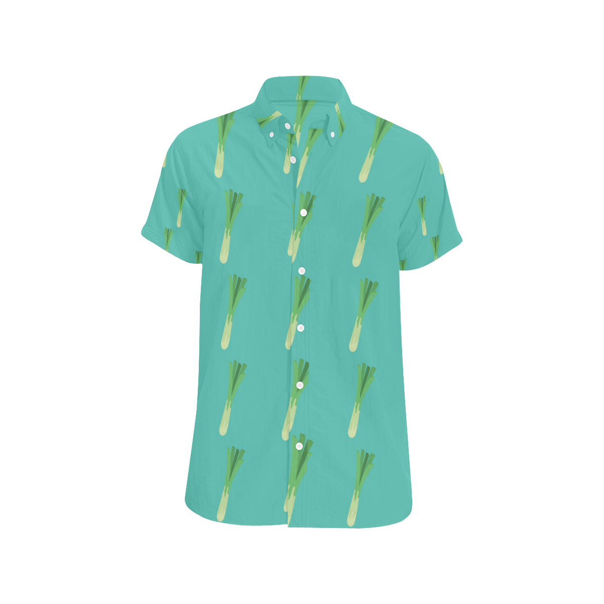 Leek Pattern Print Design 01 Men's Short Sleeve Button Up Shirt