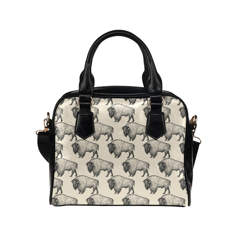 Bison Pattern Print Design 02 Shoulder Handbag