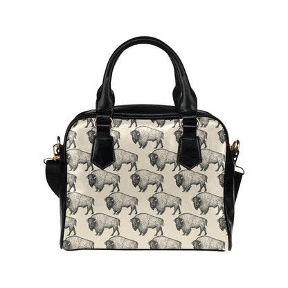Bison Pattern Print Design 02 Shoulder Handbag