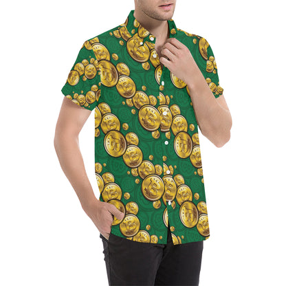 Bitcoin Pattern Print Design DO02 Men's Short Sleeve Button Up Shirt
