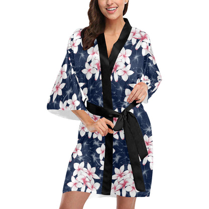 Plumeria Pattern Print Design PM017 Women Kimono Robe