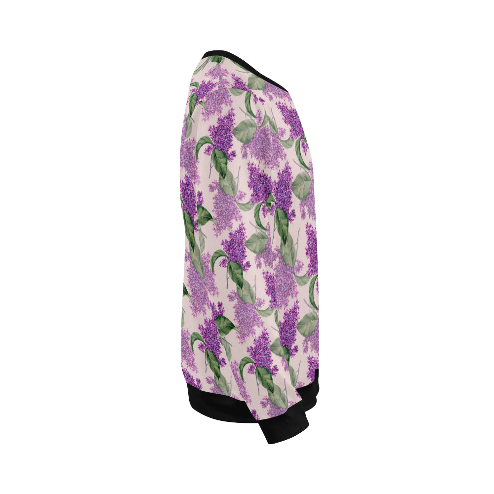 Lilac Pattern Print Design LI02 Men Long Sleeve Sweatshirt