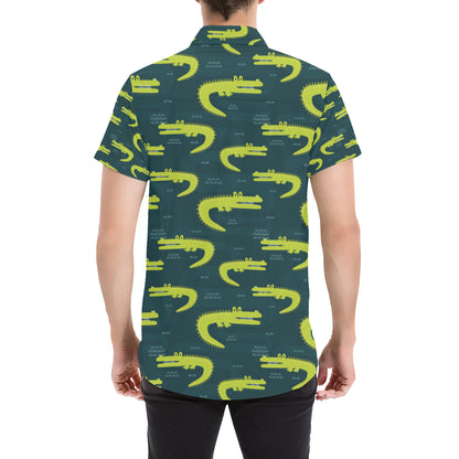 Alligator Pattern Print Design 03 Men's Short Sleeve Button Up Shirt
