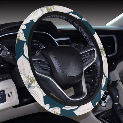 Amaryllis Pattern Print Design AL02 Steering Wheel Cover with Elastic Edge