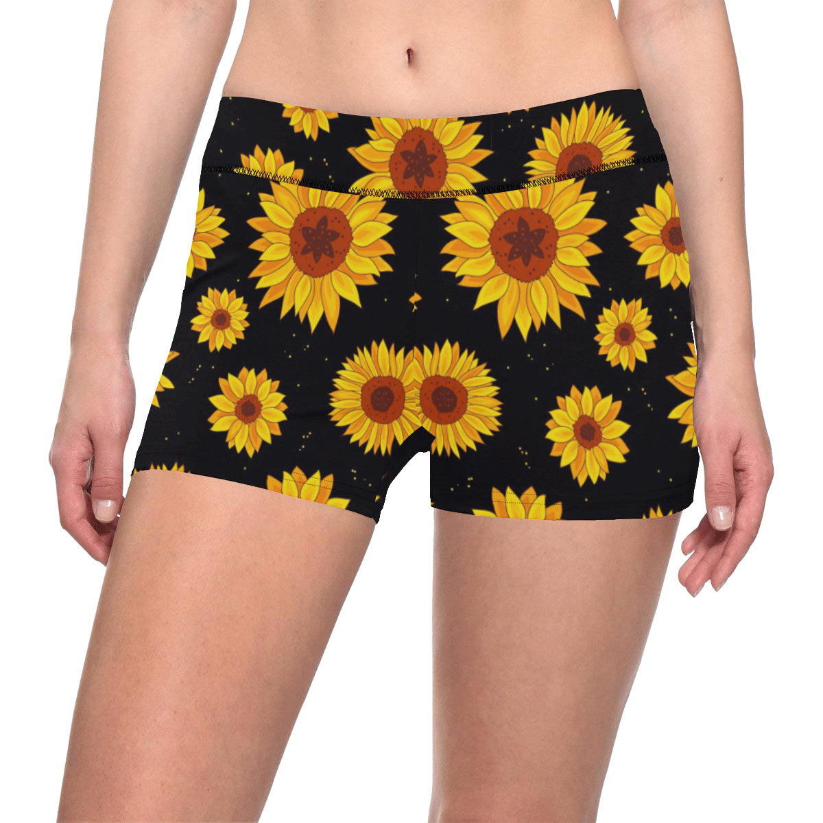 Sunflower Pattern Print Design SF09 Yoga Shorts