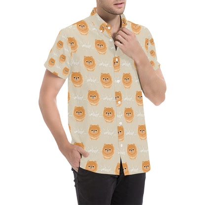 Pomeranians Pattern Print Design A04 Men's Short Sleeve Button Up Shirt